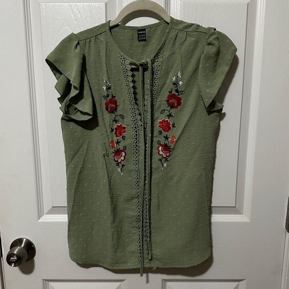 Shein Swiss Dot Floral top